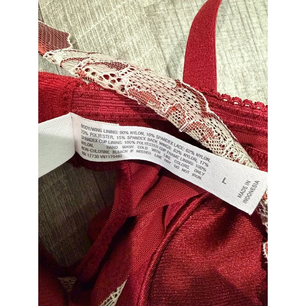 Auden Red Lace Mesh Babydoll Lingerie Set with Thong Underwire Size Large